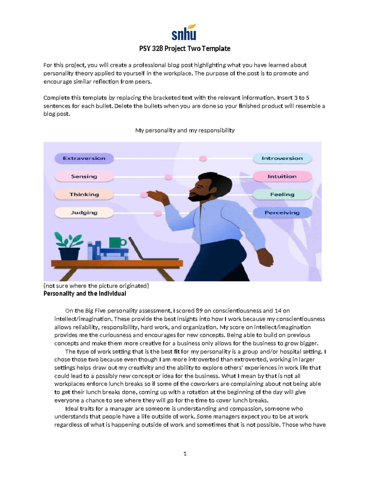 PSY 328 Project Two Template - PSY 328 Project Two Template For this ...