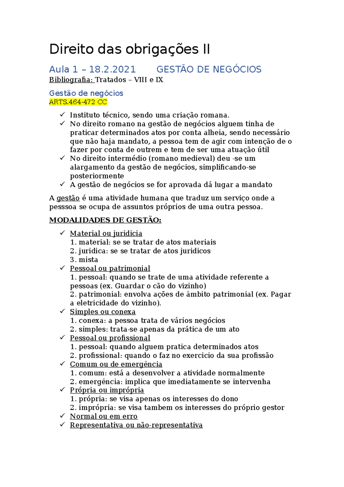 Direito Das Obrigações II - Direito Das Obrigações II Aula 1 – 18.2 ...