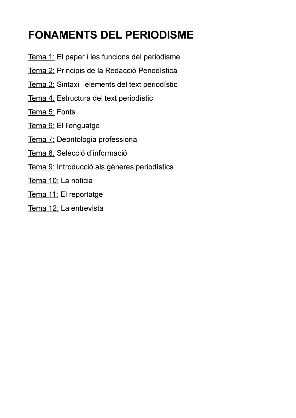 Fonaments Del Periodisme - UdL - Studocu