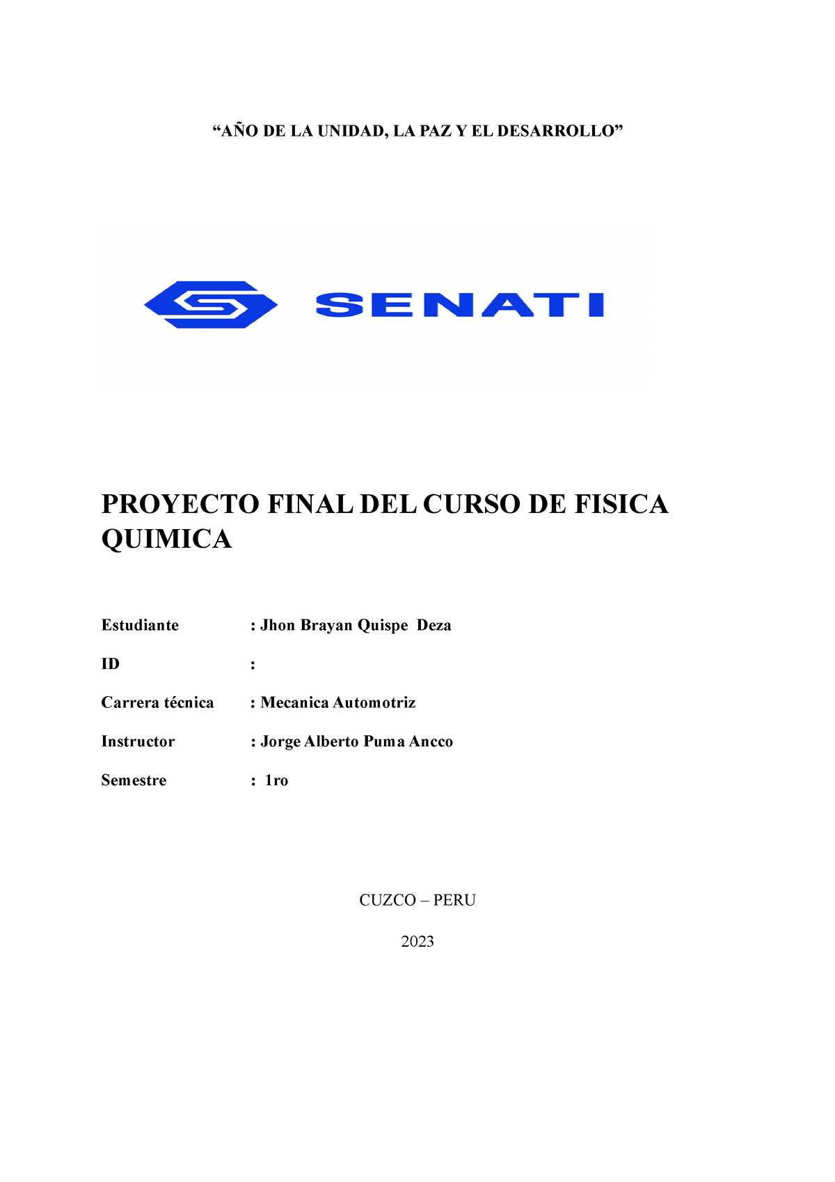 Documento 2 - perfecto - “AÑO DE LA UNIDAD, LA PAZ Y EL DESARROLLO ...