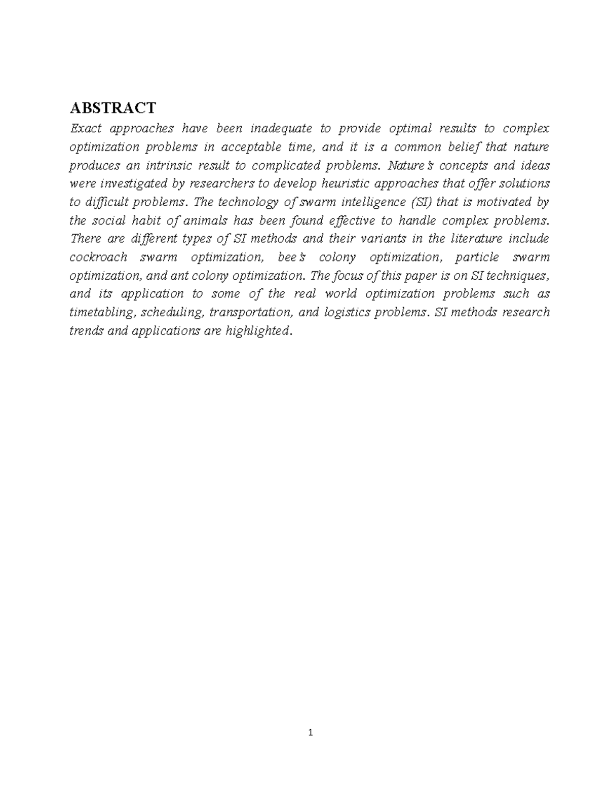 Peace - Description 7 - ABSTRACT Exact approaches have been inadequate ...