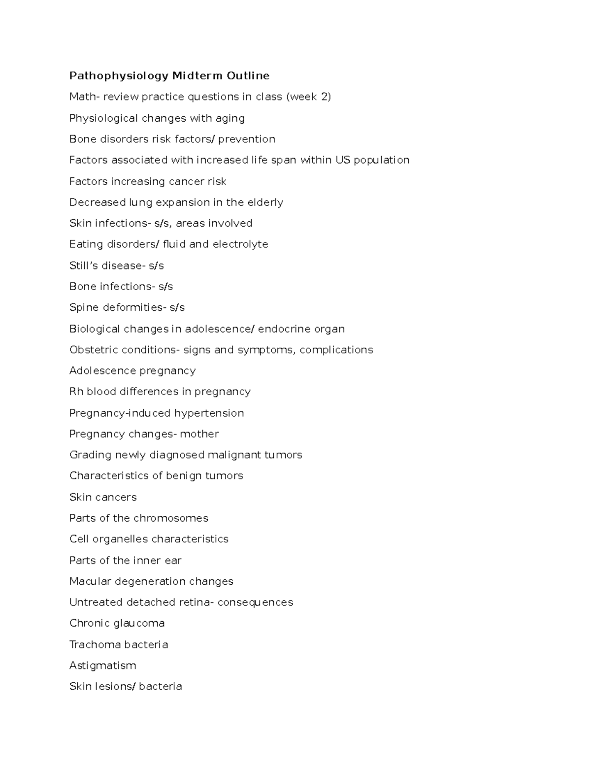 Pathophysiology+Midterm+Outline - Pathophysiology Midterm Outline Math ...