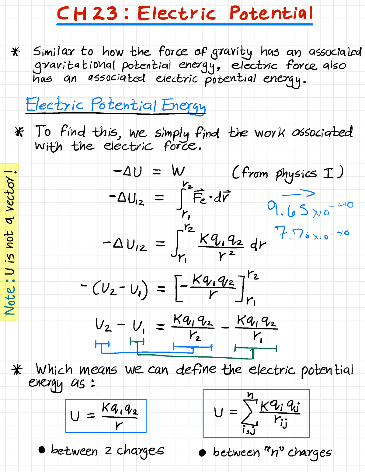 CH23-notes - Dr. Erin Sohr - ↓ I 23: Electric Potential similar to how ...