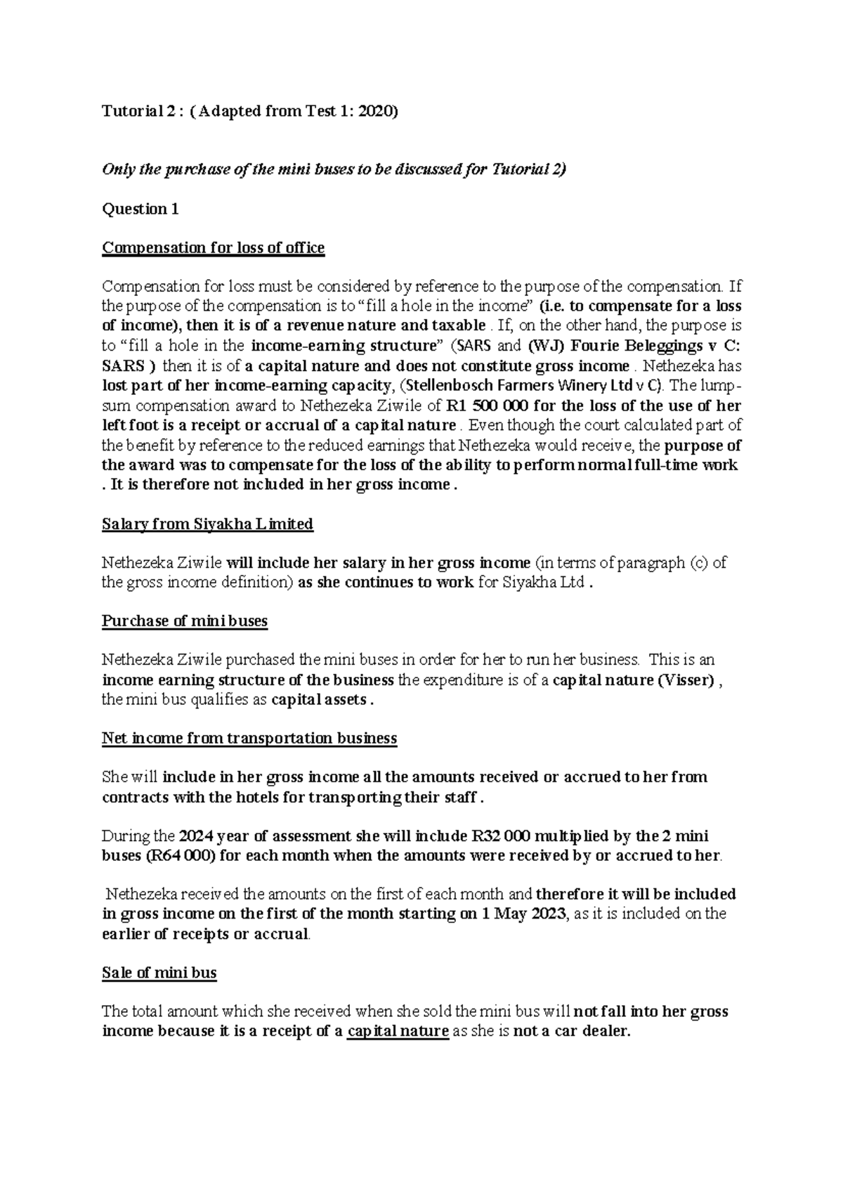 Week 2 Tutorial Solution - Tutorial 2 : ( Adapted from Test 1: 2020 ...