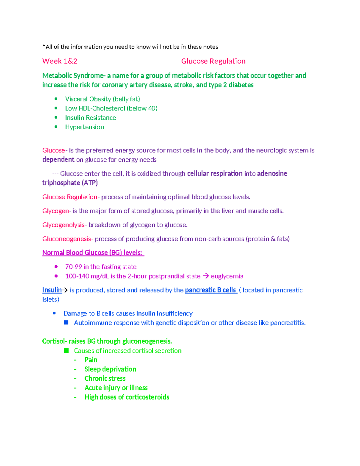 ICP GLucose - Study Guide - *All of the information you need to know ...