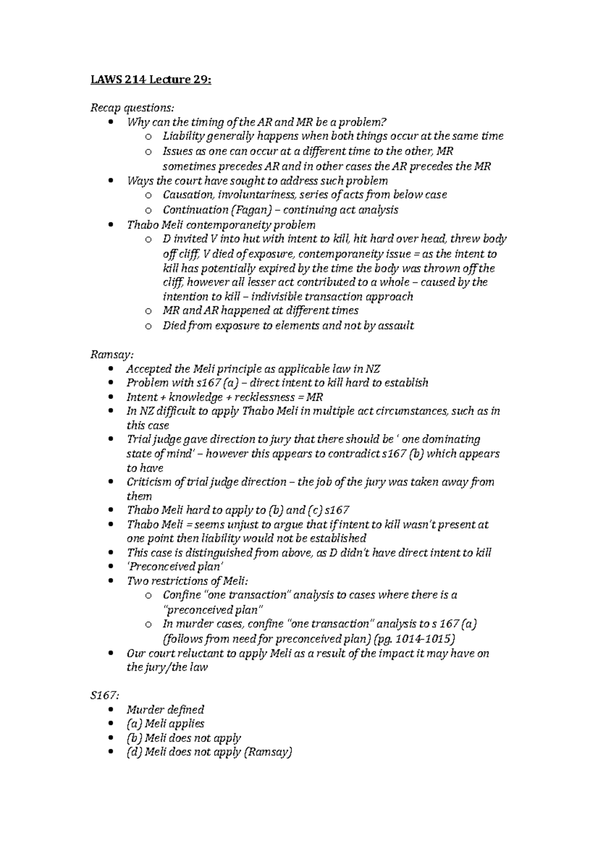 LAWS 214 Lecture 29 - LAWS 214 Lecture 29: Recap questions: Why can the ...