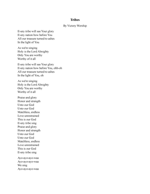 Tribe of Jones Song of Victory Lyrics