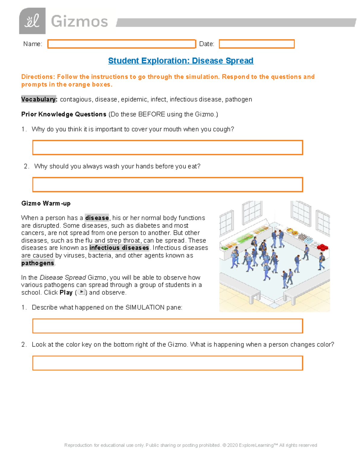 Disease Spread SE gizmo with questions Studocu