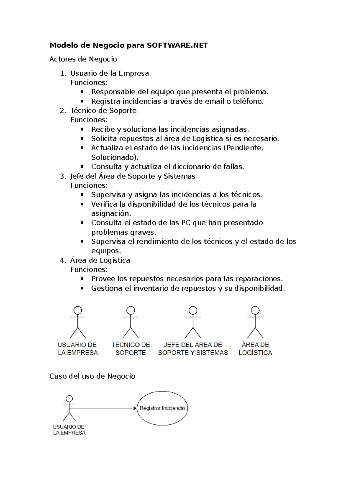 Actores y casos de uso - TAREA DE CASO SOFTWARE NET - Modelo de Negocio ...