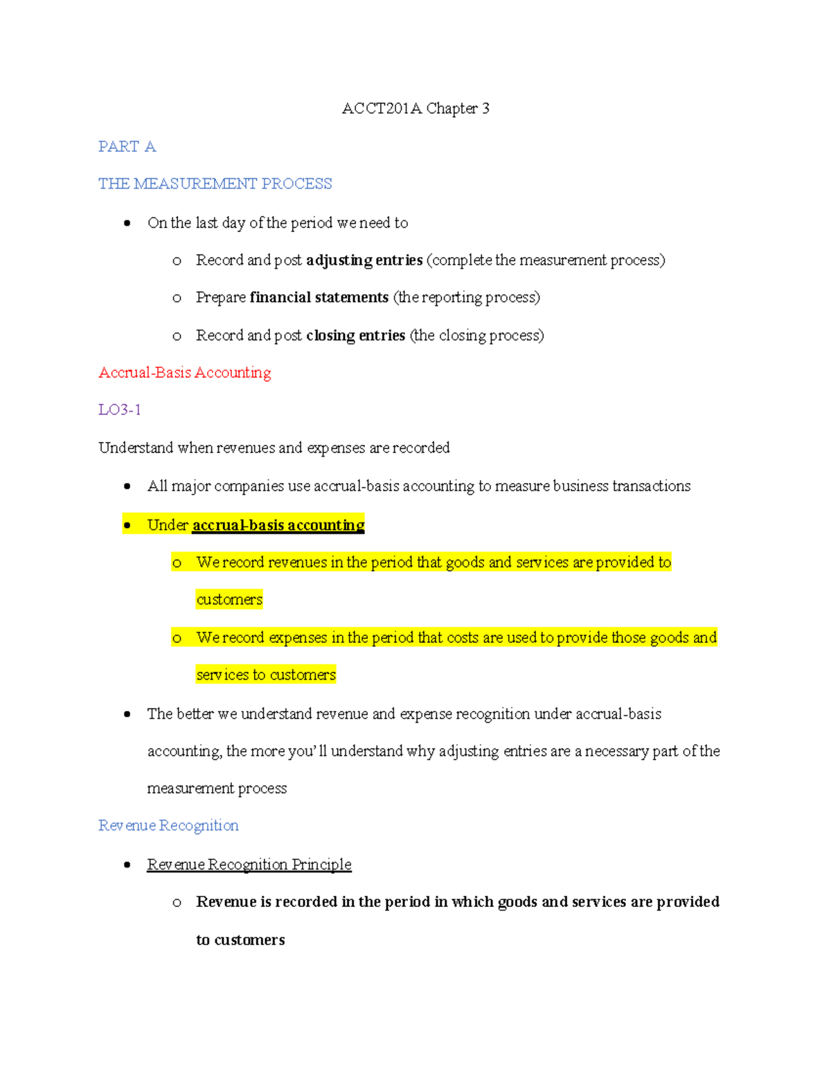 Acct201a Chapter 3 Acct201a Chapter 3 Part A The Measurement