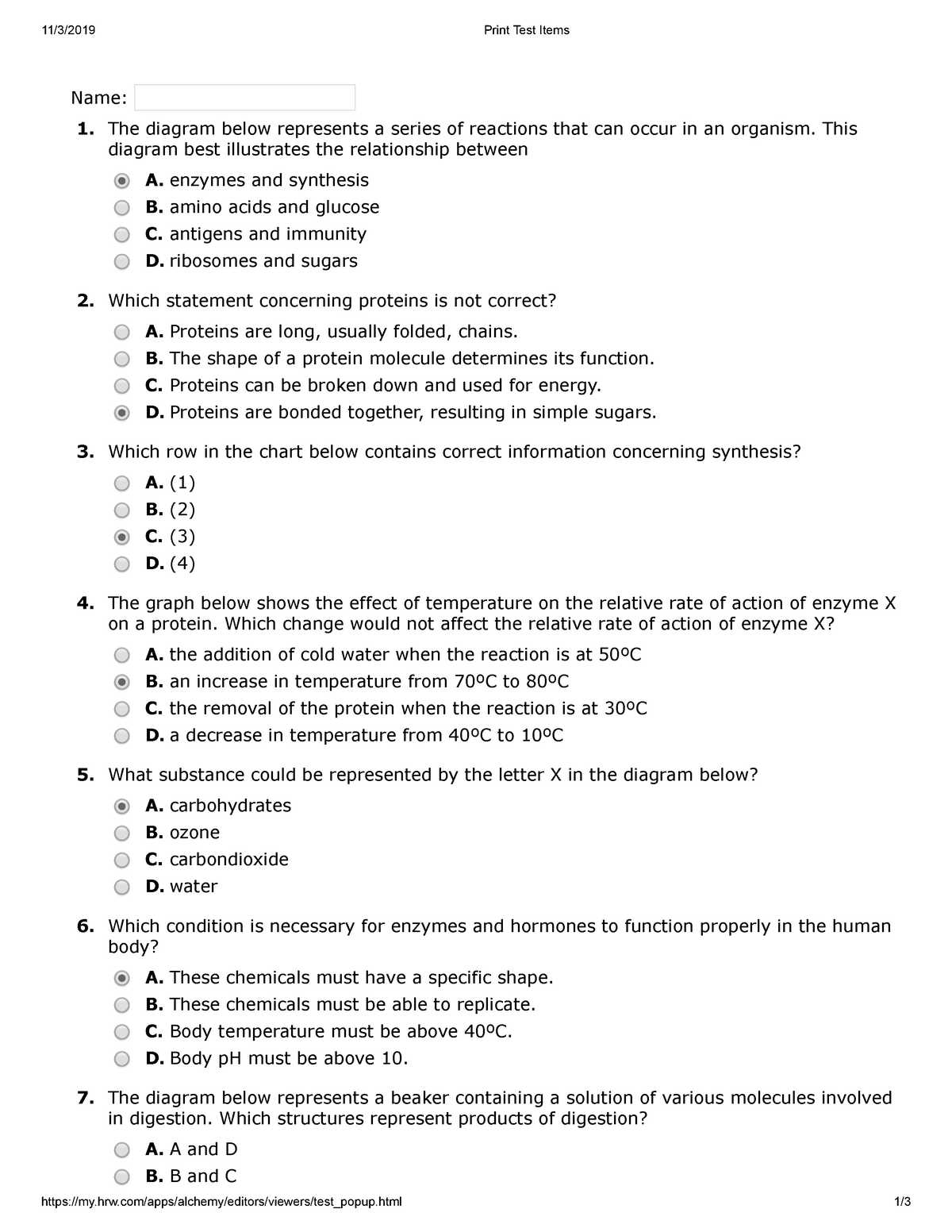 Science hw - very good class - 11/3/2019 Print Test Items - Studocu