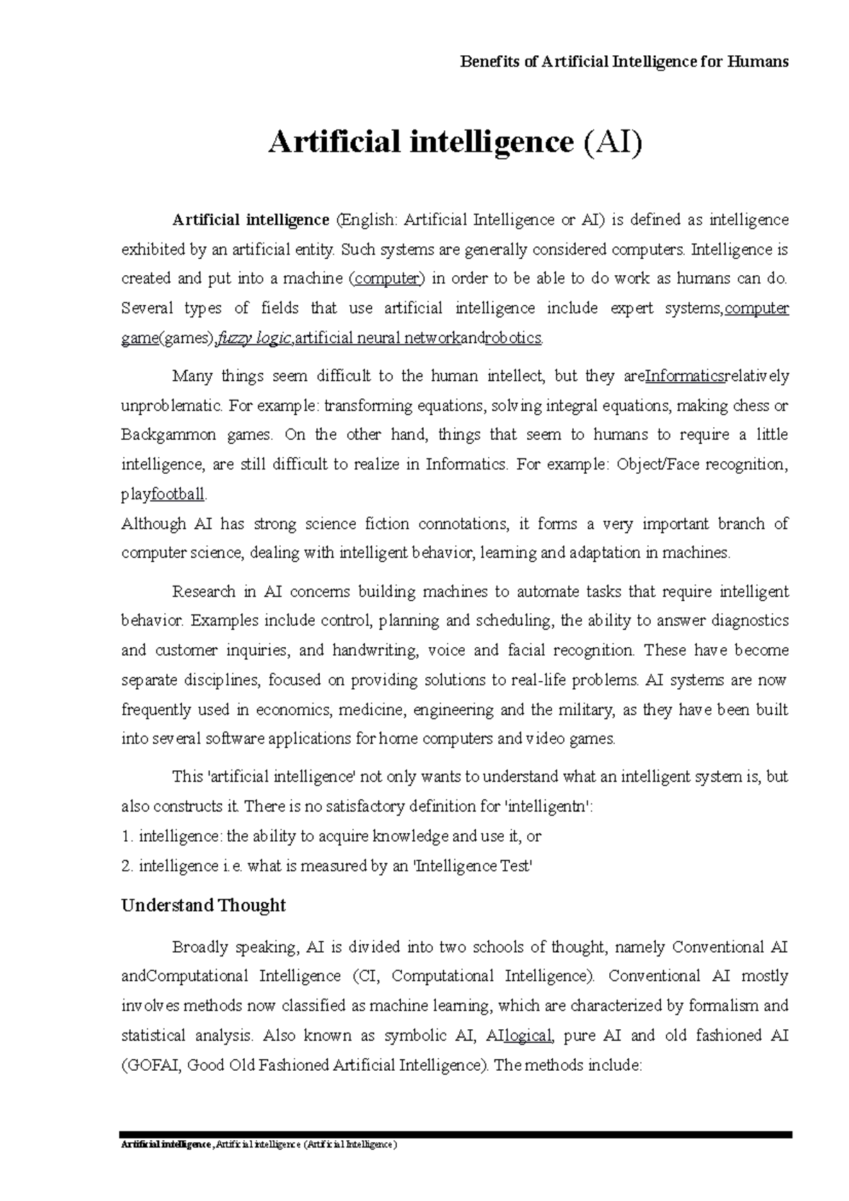 Benefits Of Artificial Intelligence Essay At Quincy James Blog