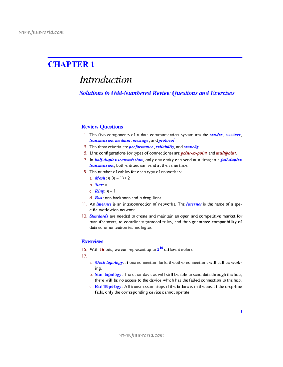 Data communications and networking solution manual - 1 CHAPTER 1 ...
