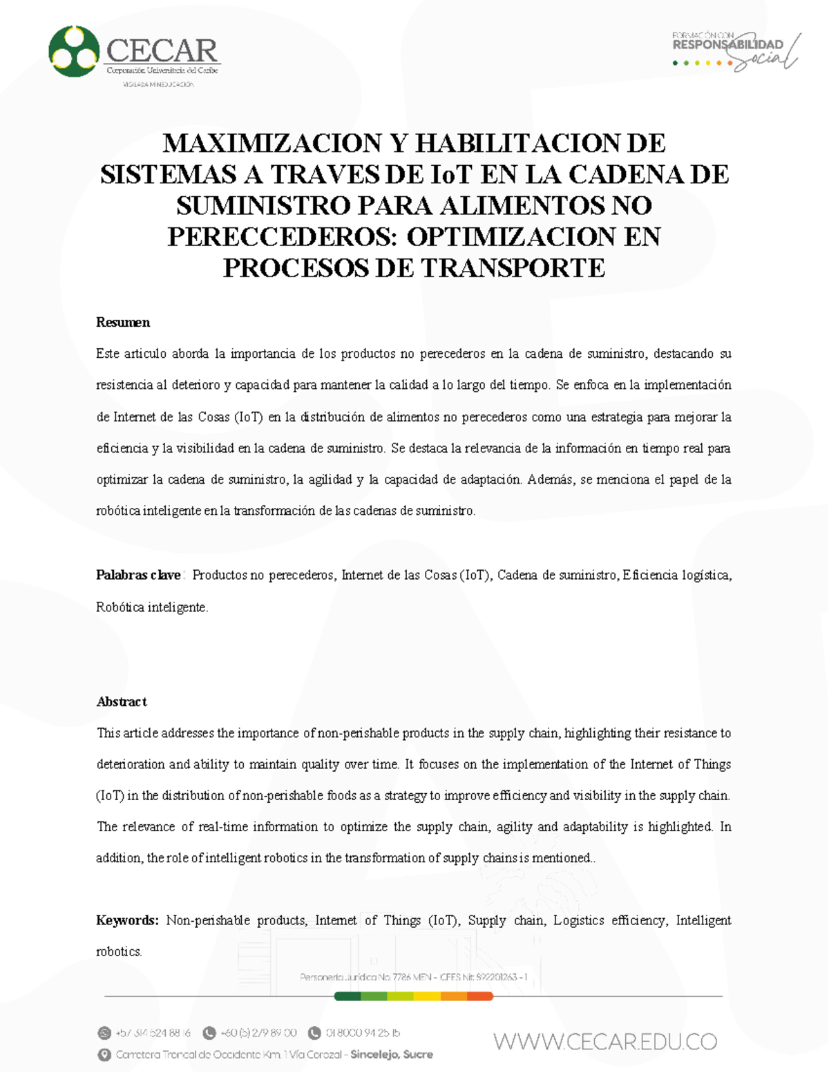 Articulo Cadena 1 1 Apuntes De Ayuda Maximizacion Y Habilitacion De Sistemas A Traves De Iot 1033