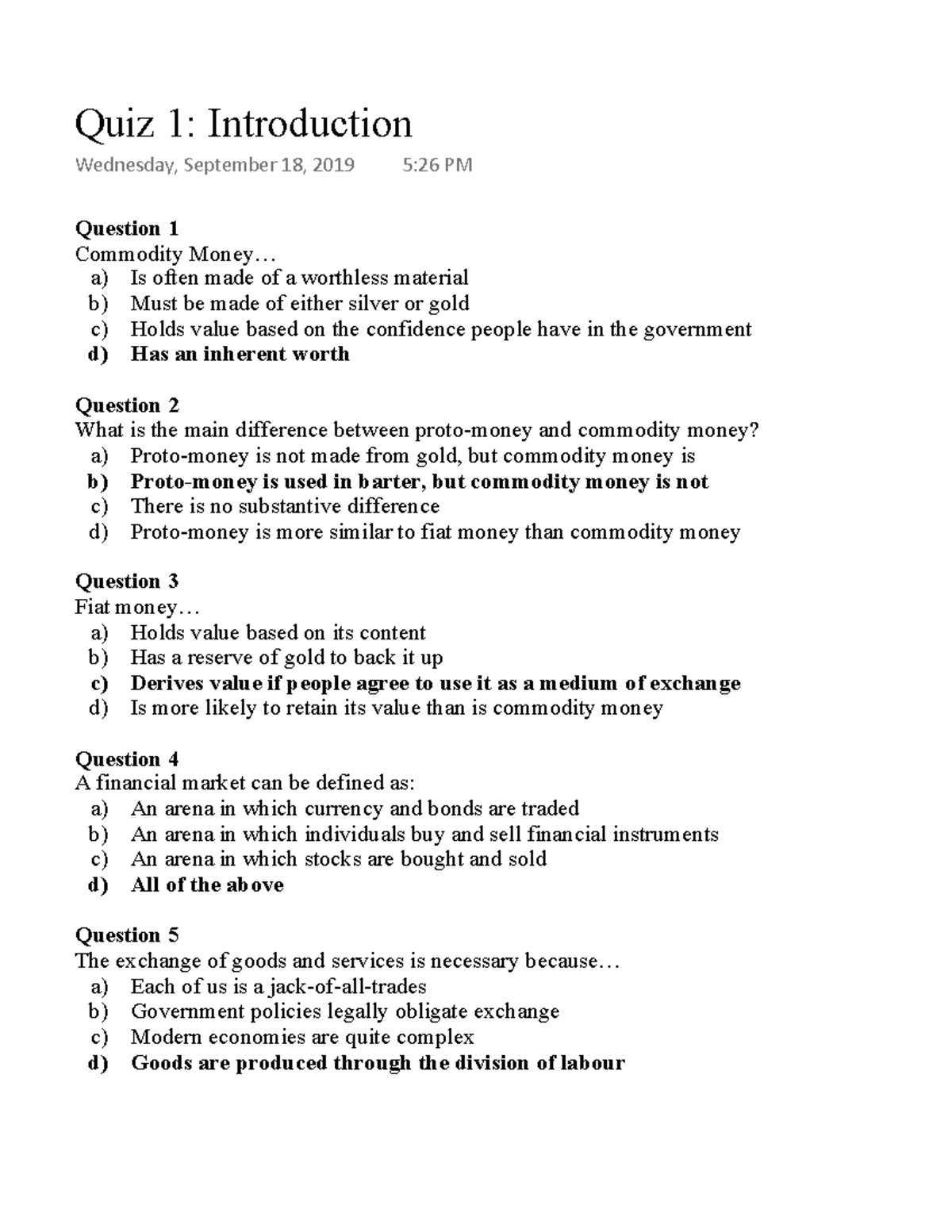 Quiz 1 17 September 2019 Questions And Answers Warning Tt Undefined Function 32 Question 1 0593