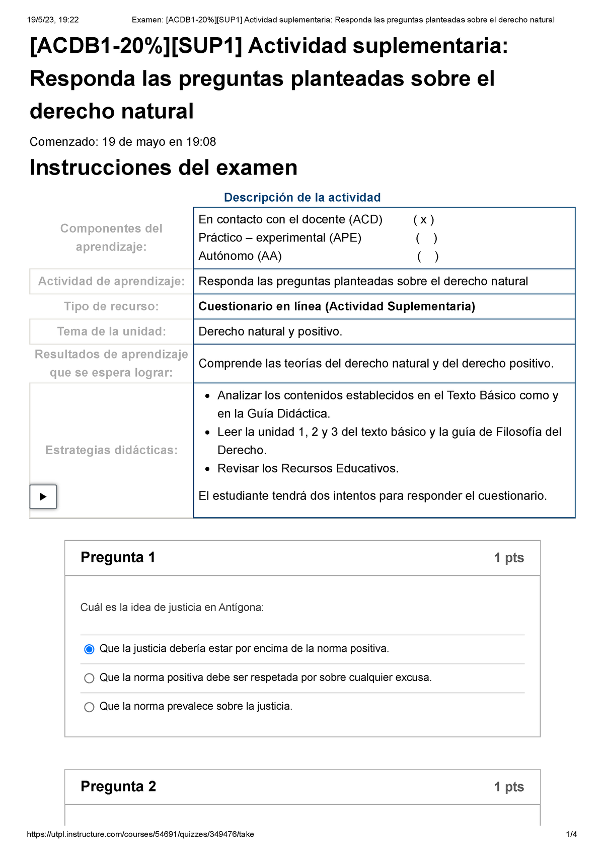 Examen [ACDB 1-20%][SUP 1] Actividad Suplementaria Responda Las ...