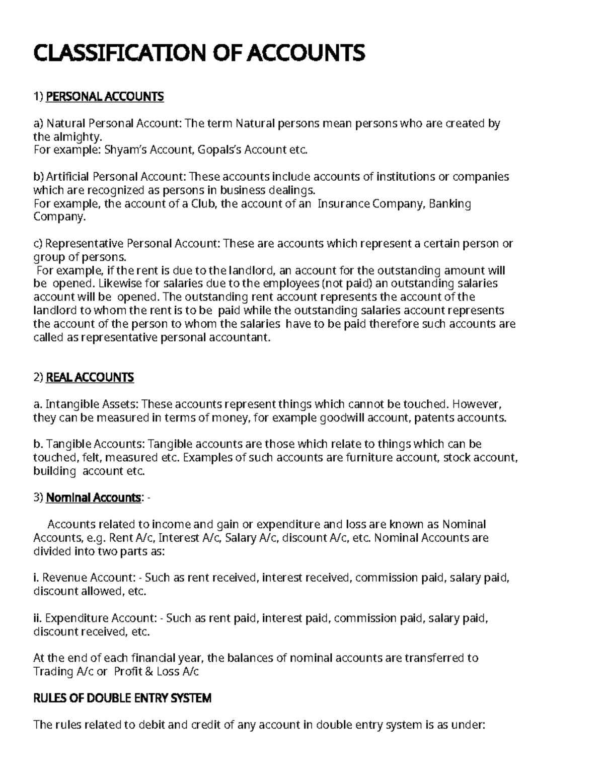 Classification of accounts - CLASSIFICATION OF ACCOUNTS 1) PERSONAL ...