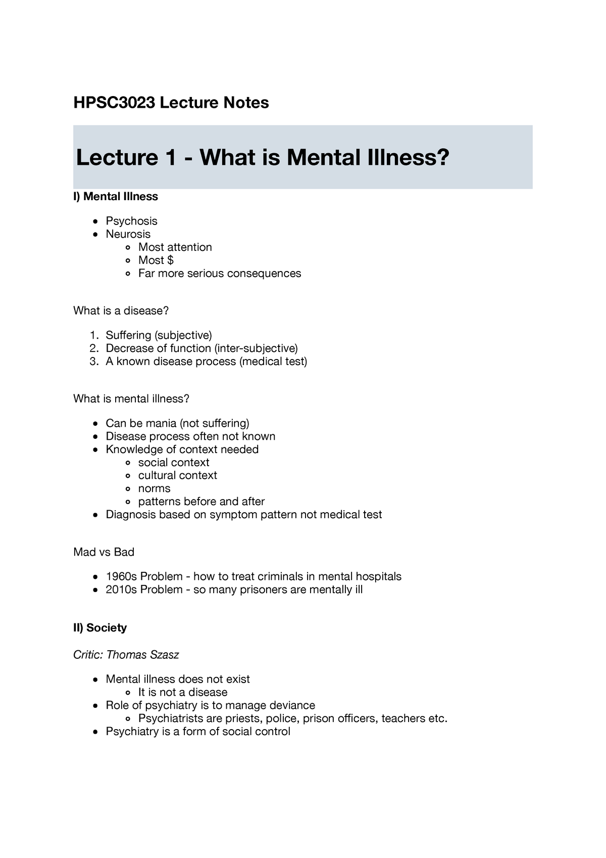 Lecture Notes, Lectures 1-26 - HPSC3023 Lecture Notes Lecture 1 - What ...