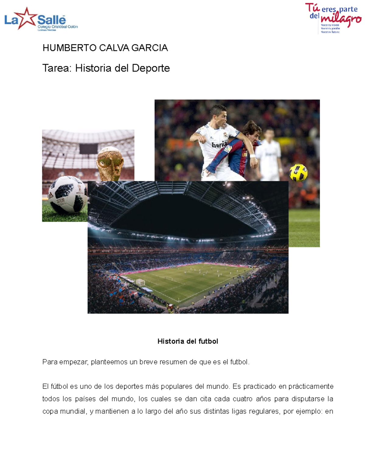 Historia DEL Futbol - HUMBERTO CALVA GARCIA Tarea: Historia Del Deporte ...