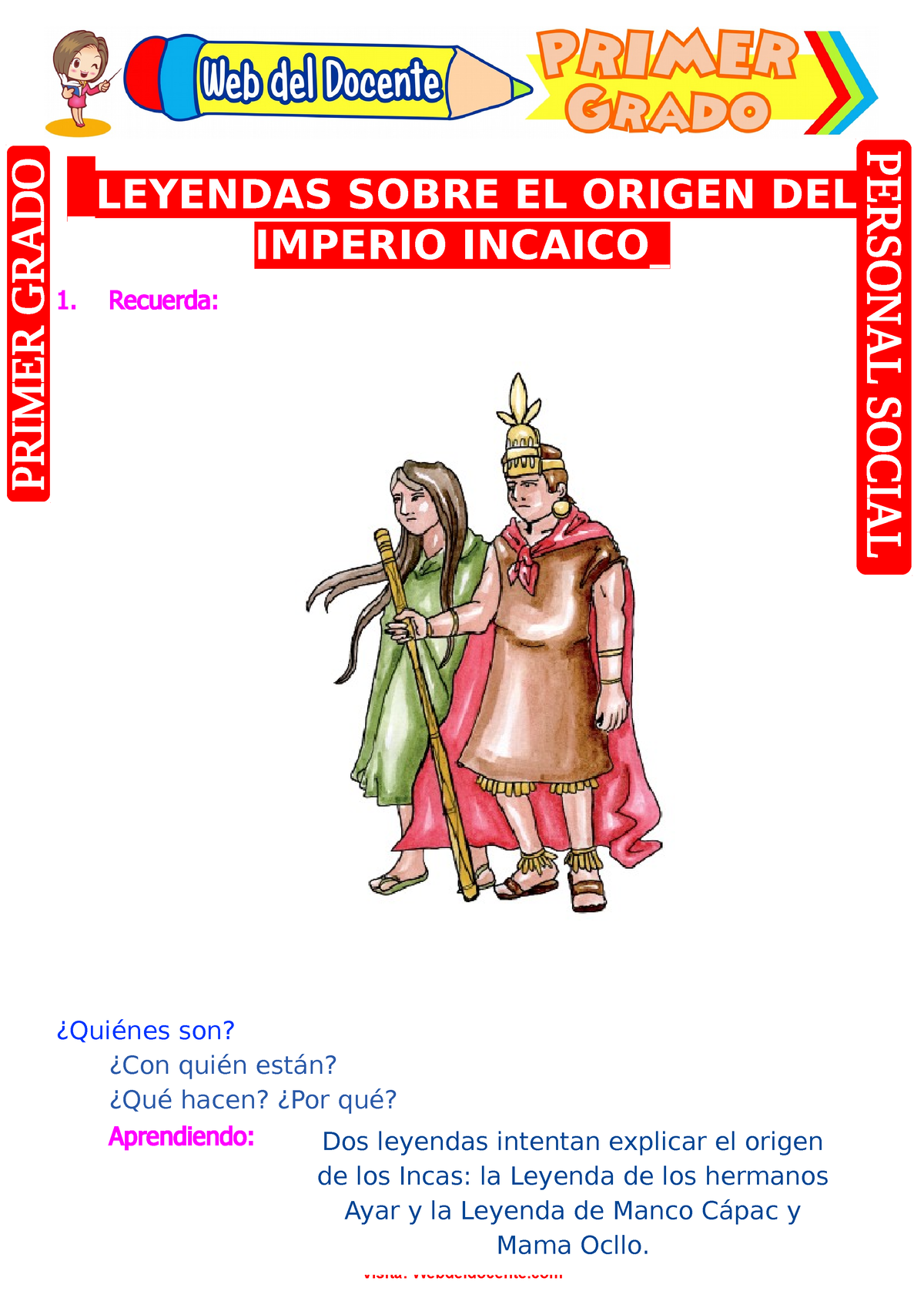 Leyendas Sobre El Origen Del Imperio Incaico Para Primer Grado De ...