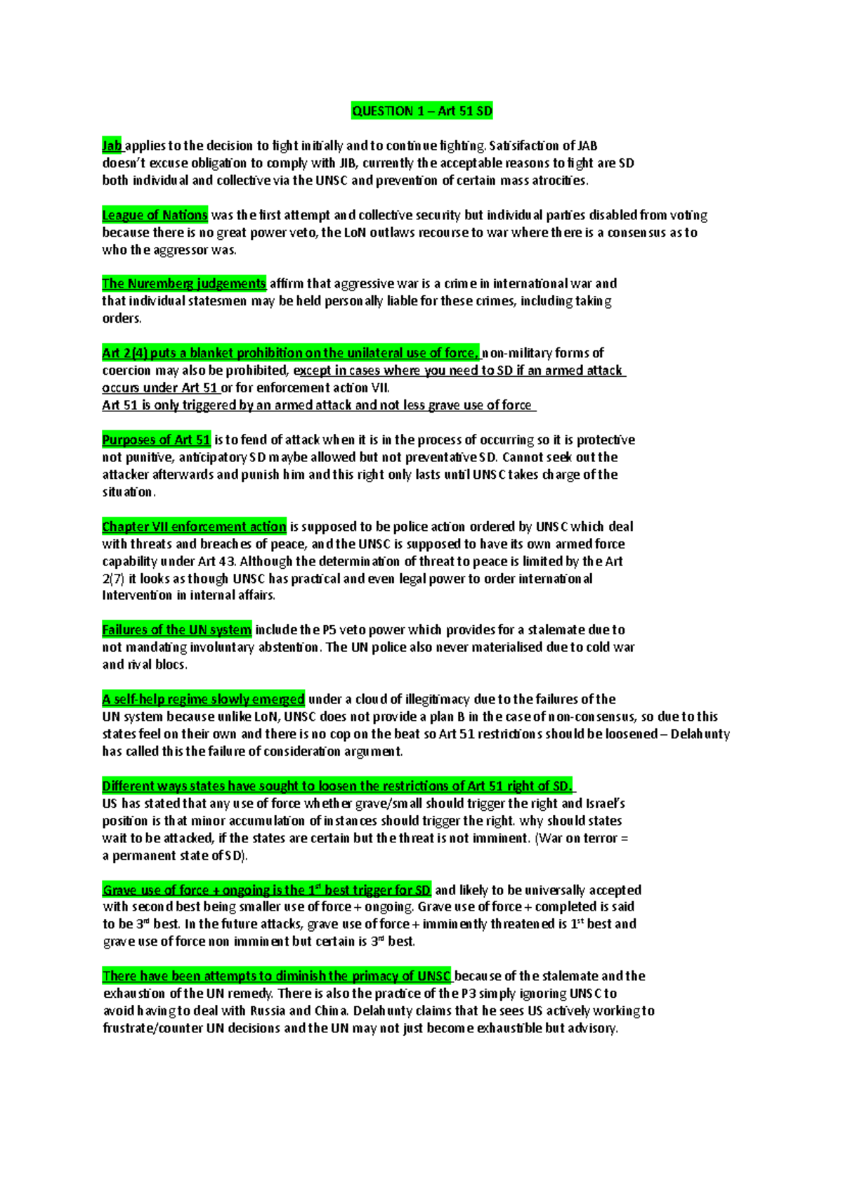 Final PIL Notes EXAM - Summary Public International Law - QUESTION 1 ...