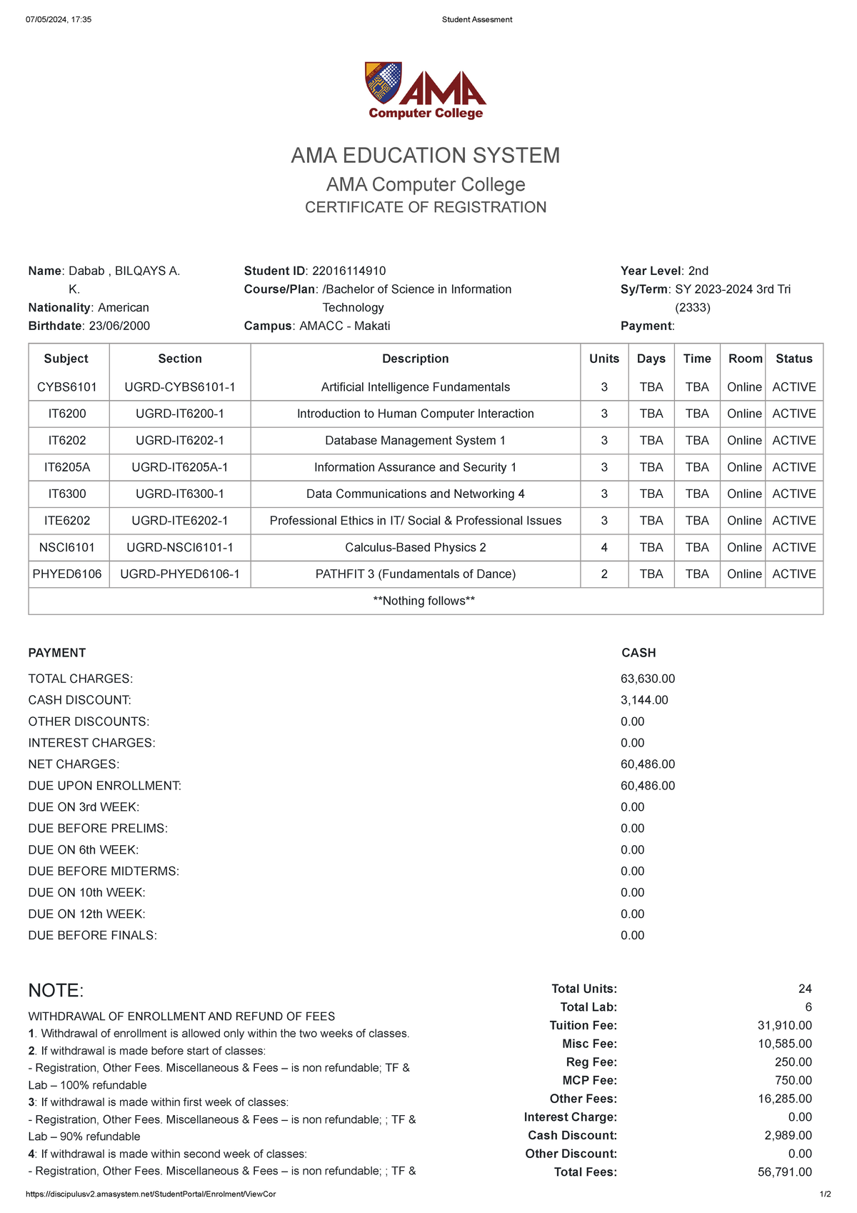 Student Assesment - AMA EDUCATION SYSTEM AMA Computer College ...