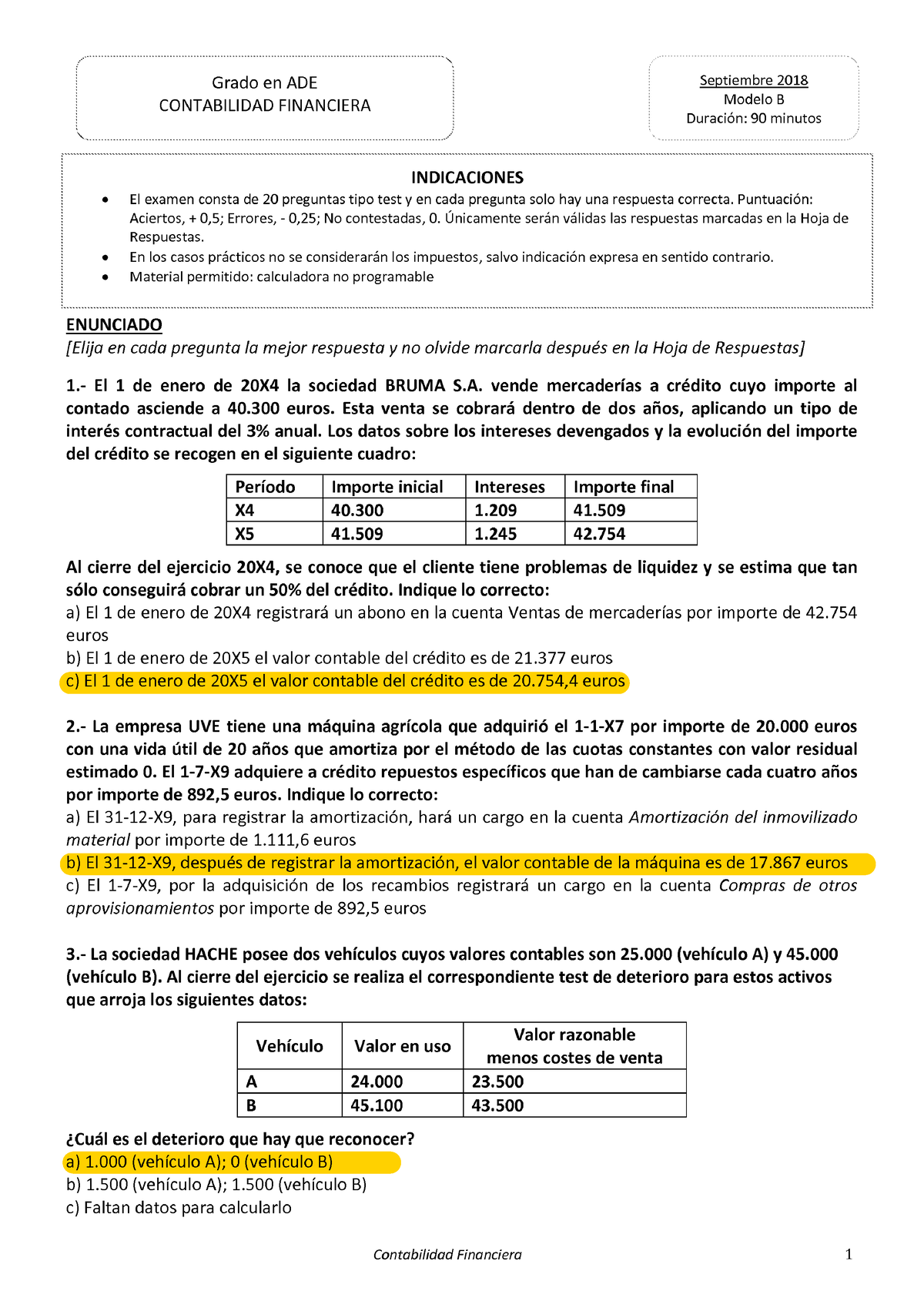 Examen MOD.B SEP 2018 - Contabilidad Financiera - Studocu