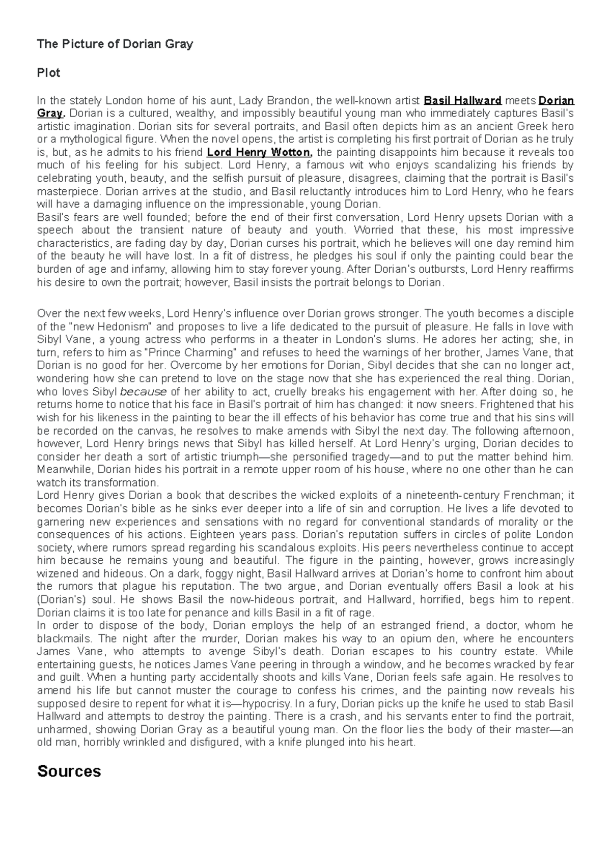 The Picture of Dorian Tray . summary The Picture of Dorian Gray Plot In the stately London