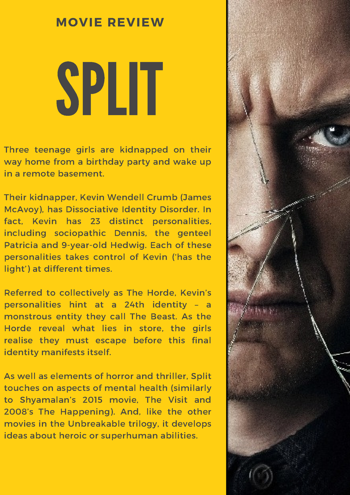 split movie review psychology