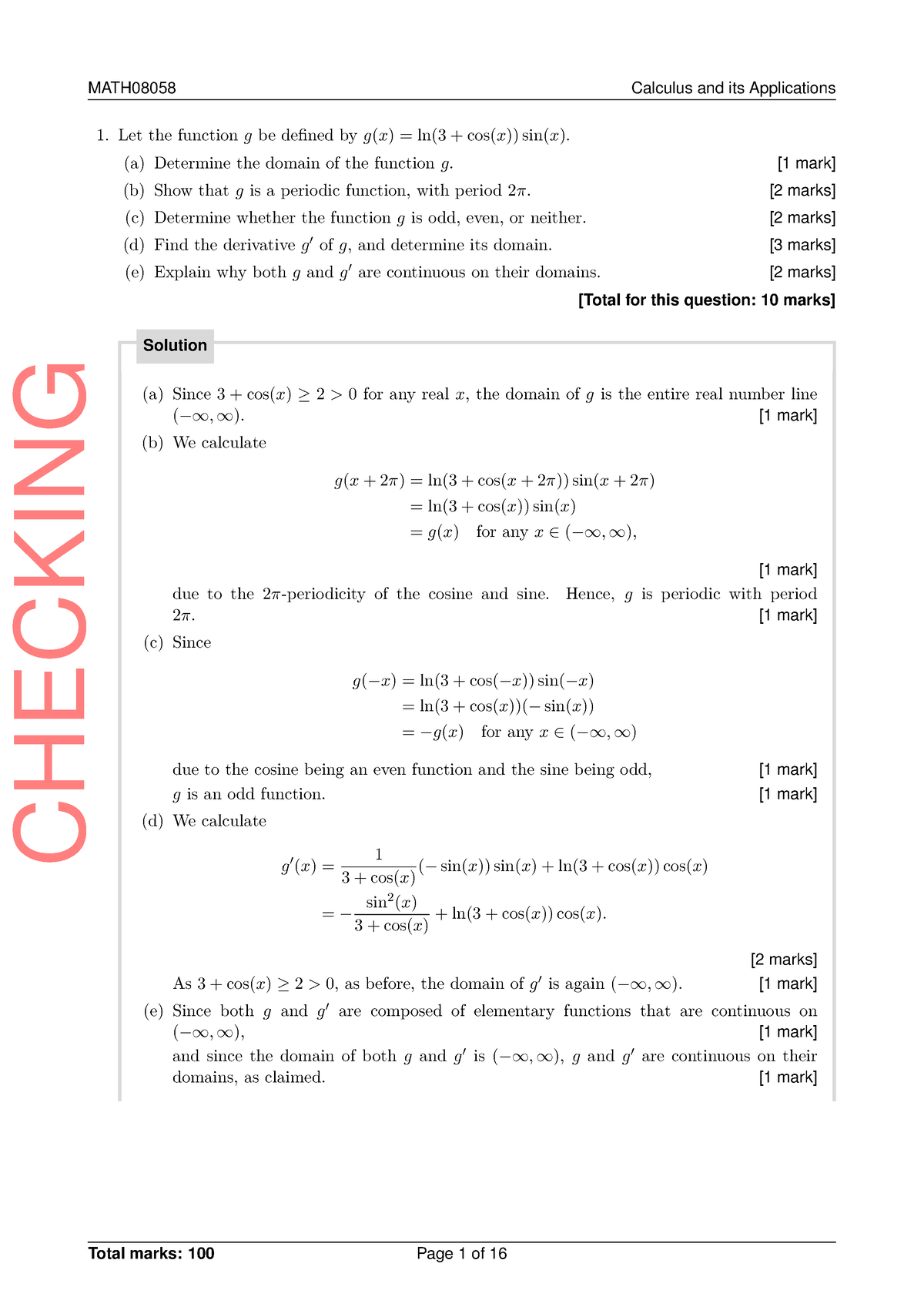 Cap May 2023 Solutions - Checking Let The Function G Be Defined By G(x 