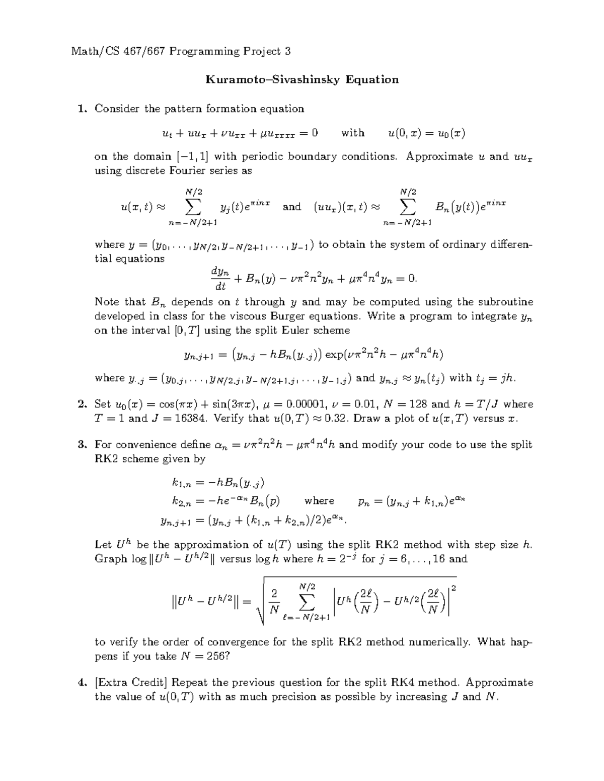 Programming project 3 - Programming Project 3 Equation 1. Consider the ...