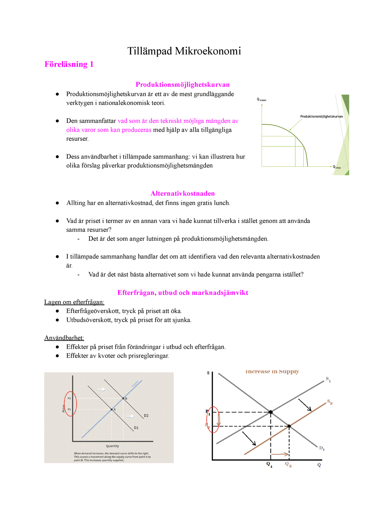 Tillämpad Mikroekonomi Föreläsningar - Tillämpad Mikroekonomi ...