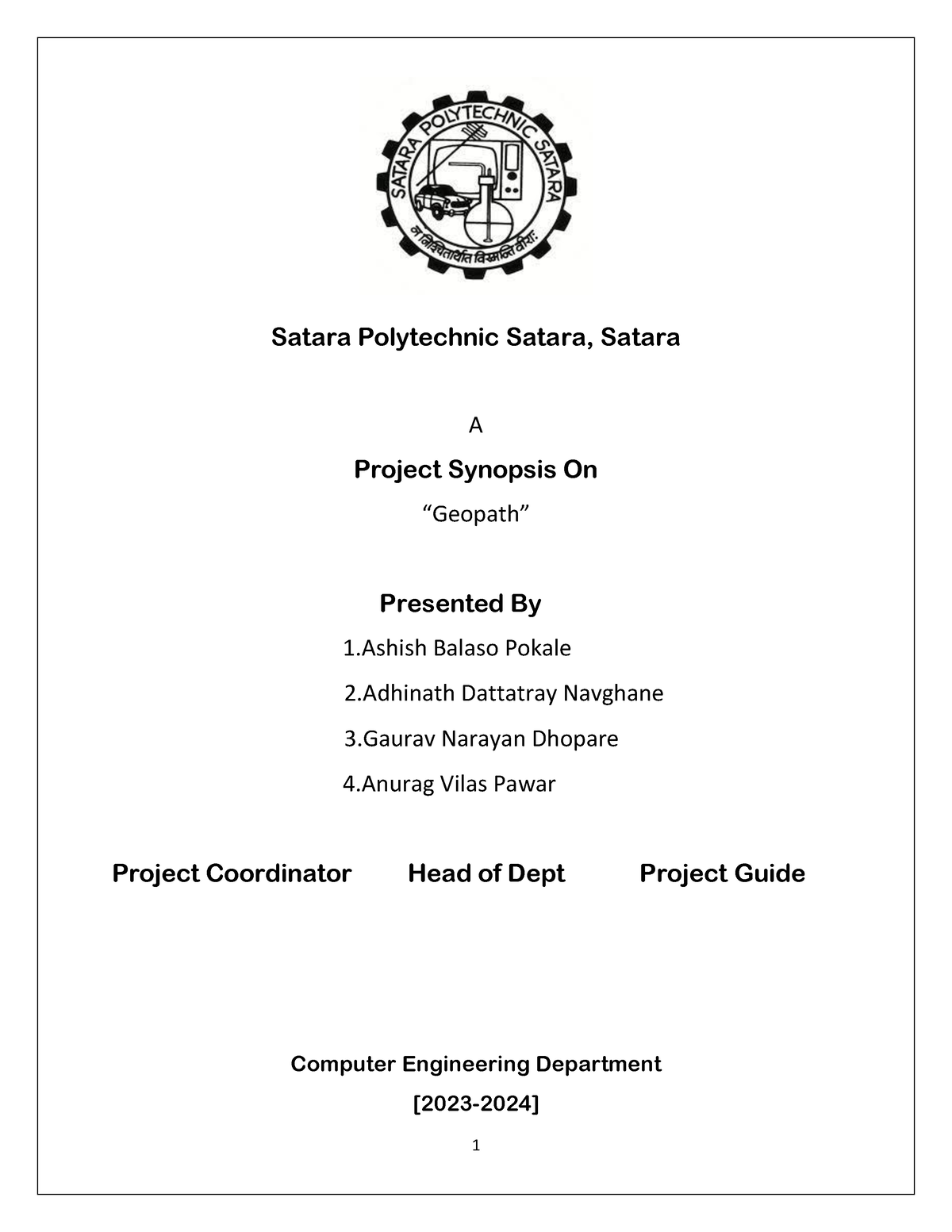 Synopsis Map - Satara Polytechnic Satara, Satara A Project Synopsis On ...