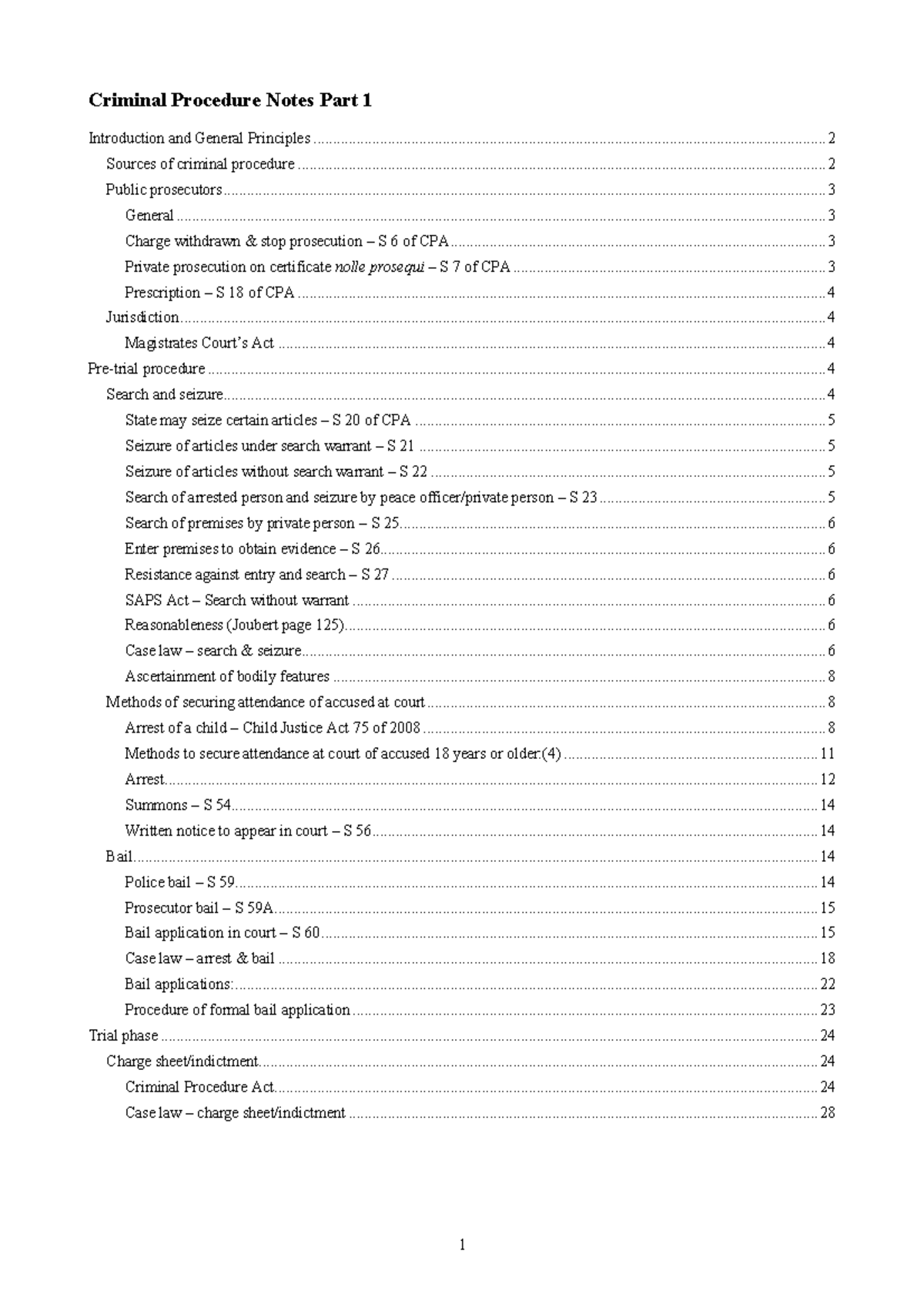 Criminal Procedure Notes Part 1 - Criminal Procedure Notes Part ...