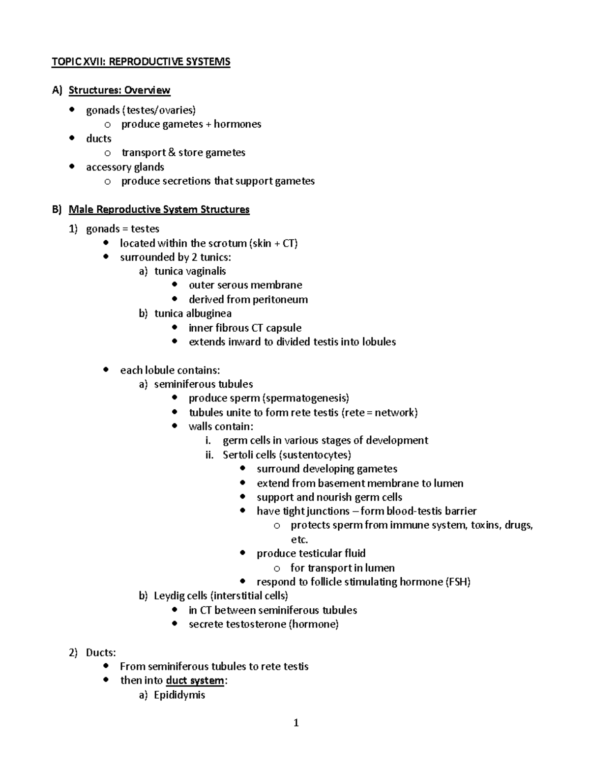 17 - Topic XVII - Reproductive Systems - TOPIC XVII: REPRODUCTIVE ...