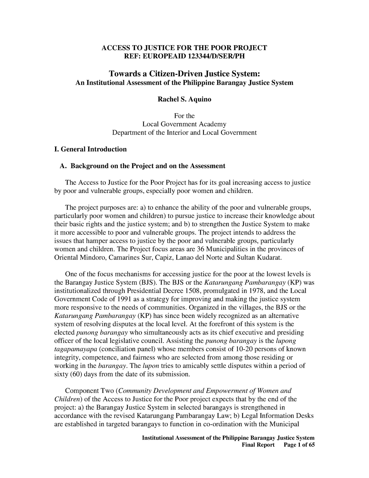 Environmental Engineering - Institutional Assessment of the Philippine ...