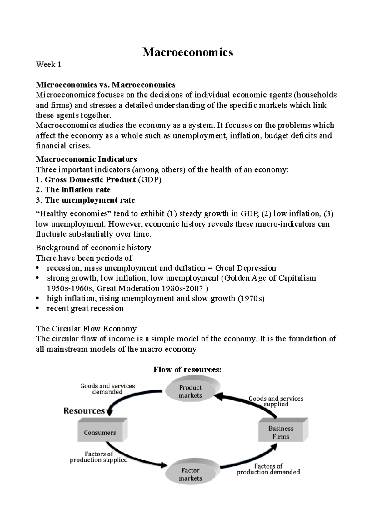 Macroeconomics Notes - Macroeconomics Week 1 Microeconomics Vs ...