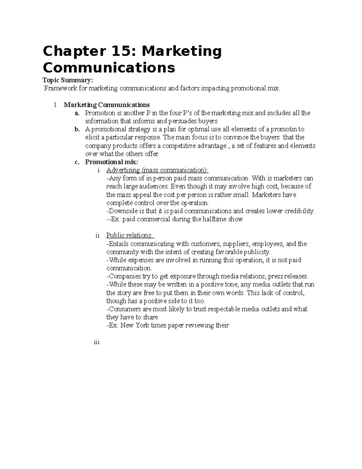 Chapter 15 - Chapter 15: Marketing Communications Topic Summary ...