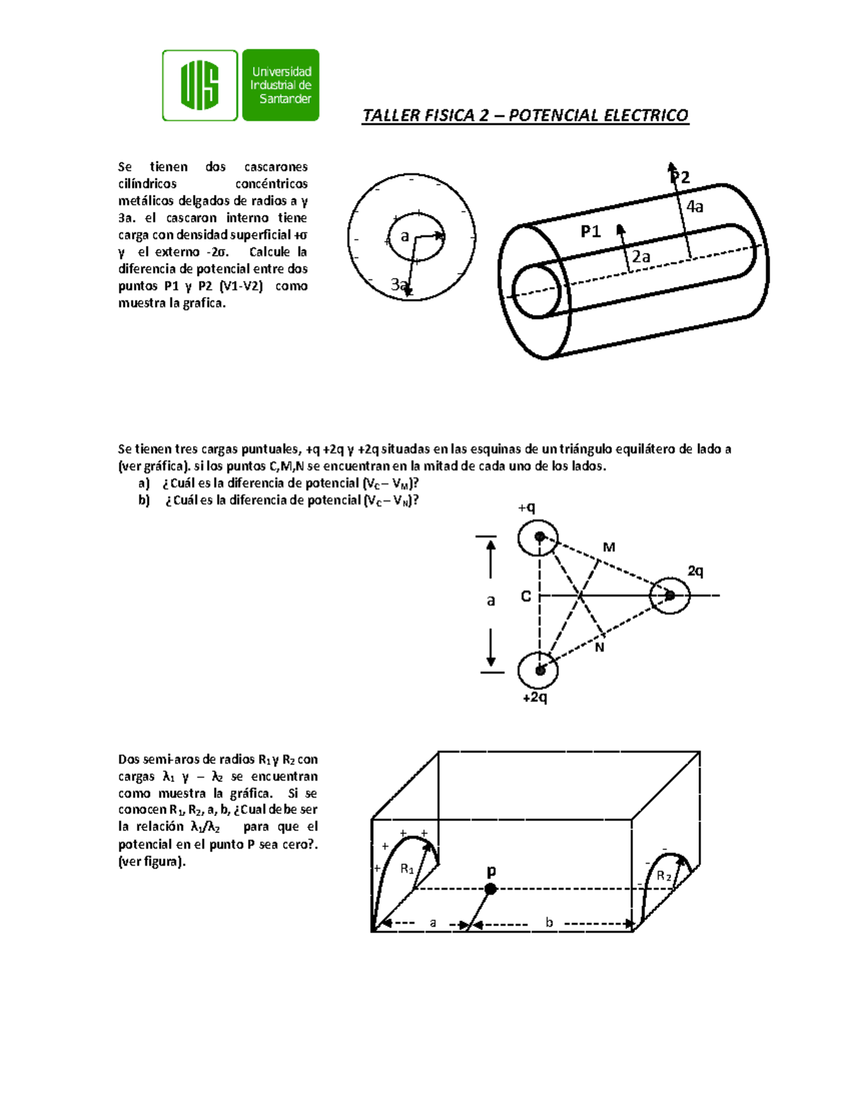 Potencial Electrico Fisica - TALLER FISICA 2 – POTENCIAL ELECTRICO Se ...