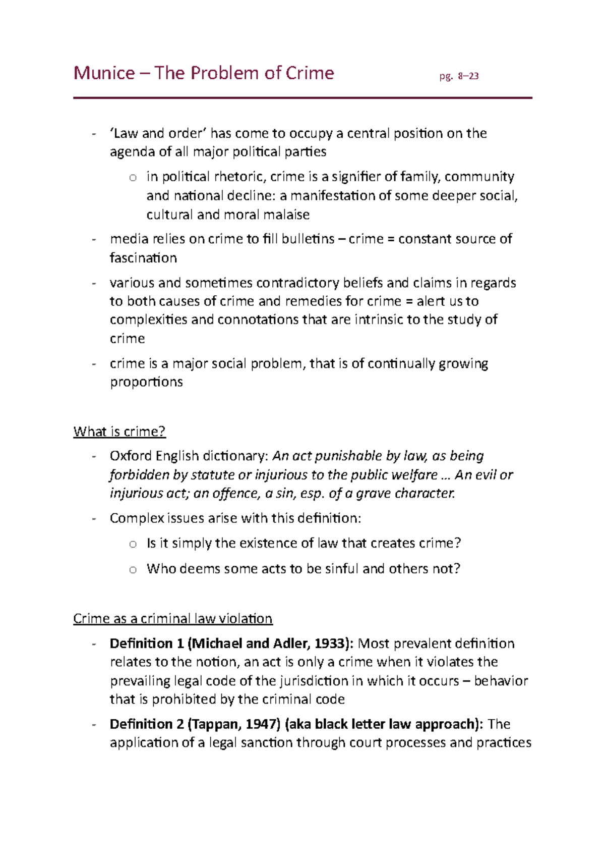 Wk 1 reading Munice – The Problem of Crime - Munice – The Problem of ...
