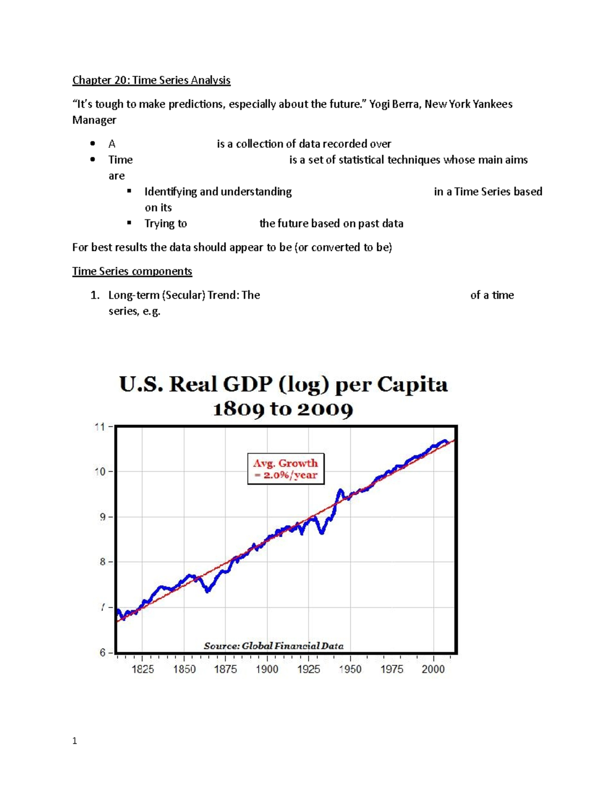 Time series - Chapter 20 - Chapter 20: Time Series Analysis “It’s tough ...