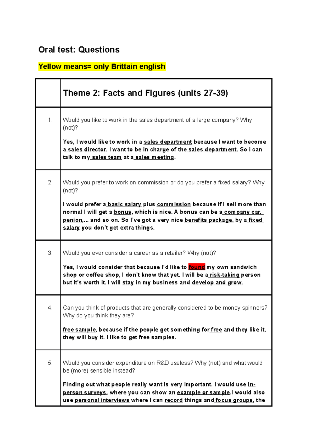 Oraltest Questions mondelig examen vragen engels Oral test