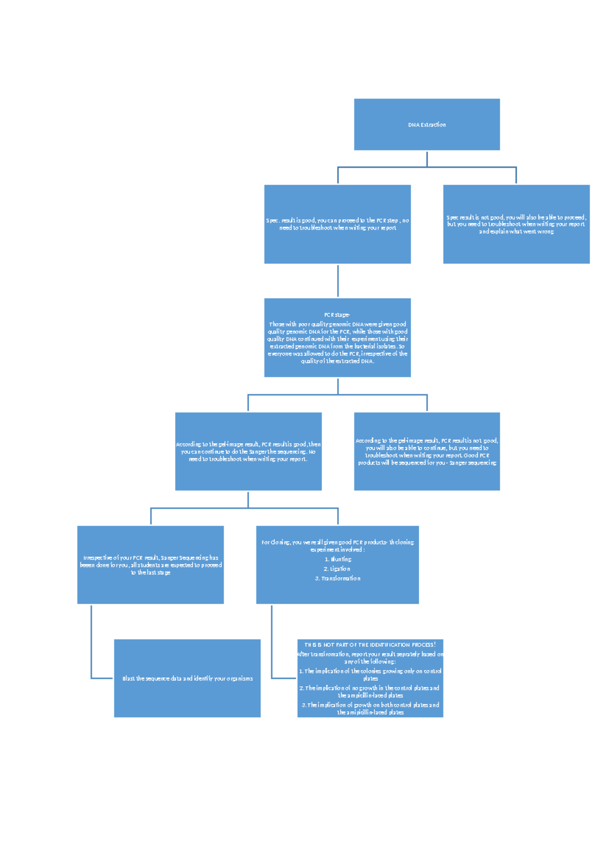 Flow chart for mini-project-2-1 - DNA Extraction Spec. result is good ...