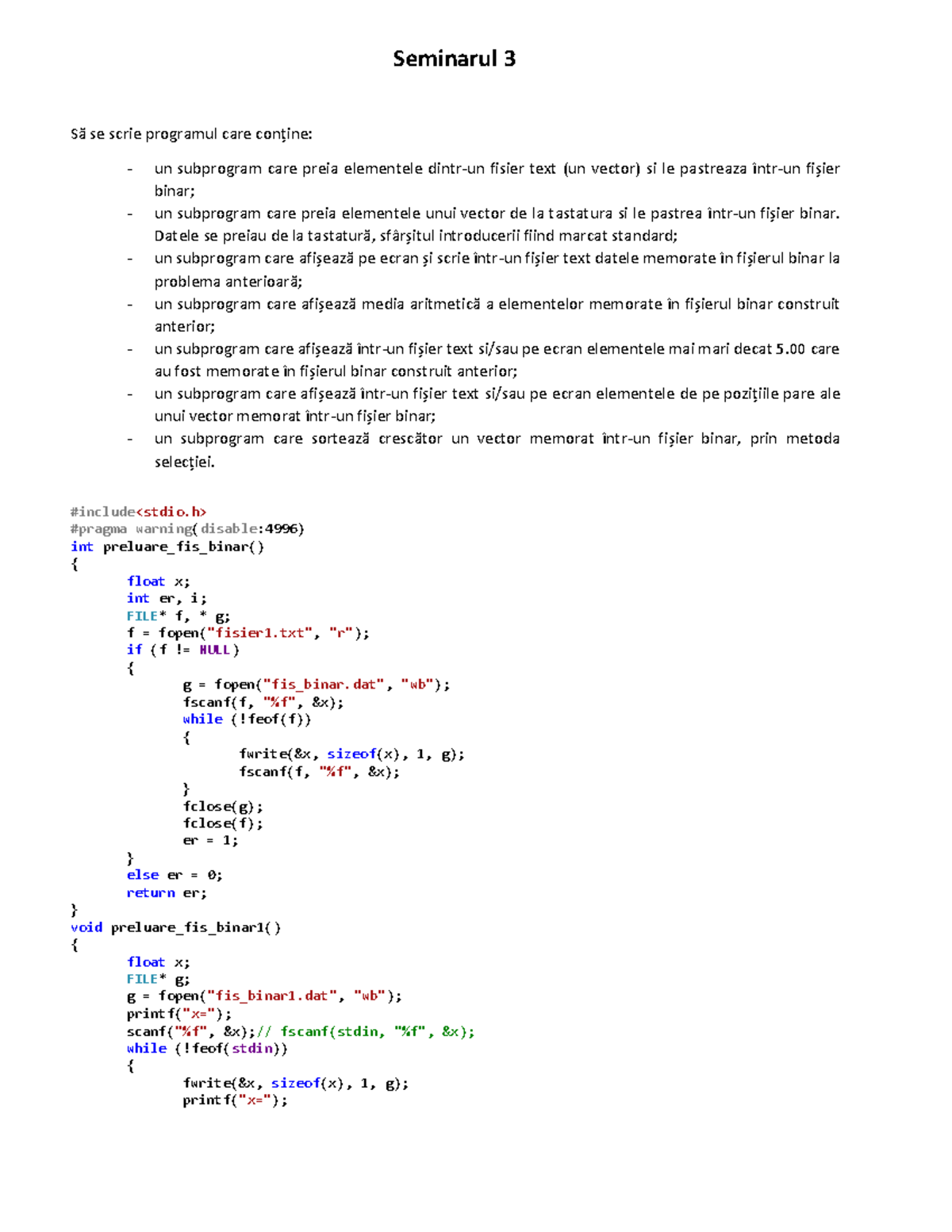 Seminar 3 2022 - materiale algoritmi si tehnici de programare, Academia ...