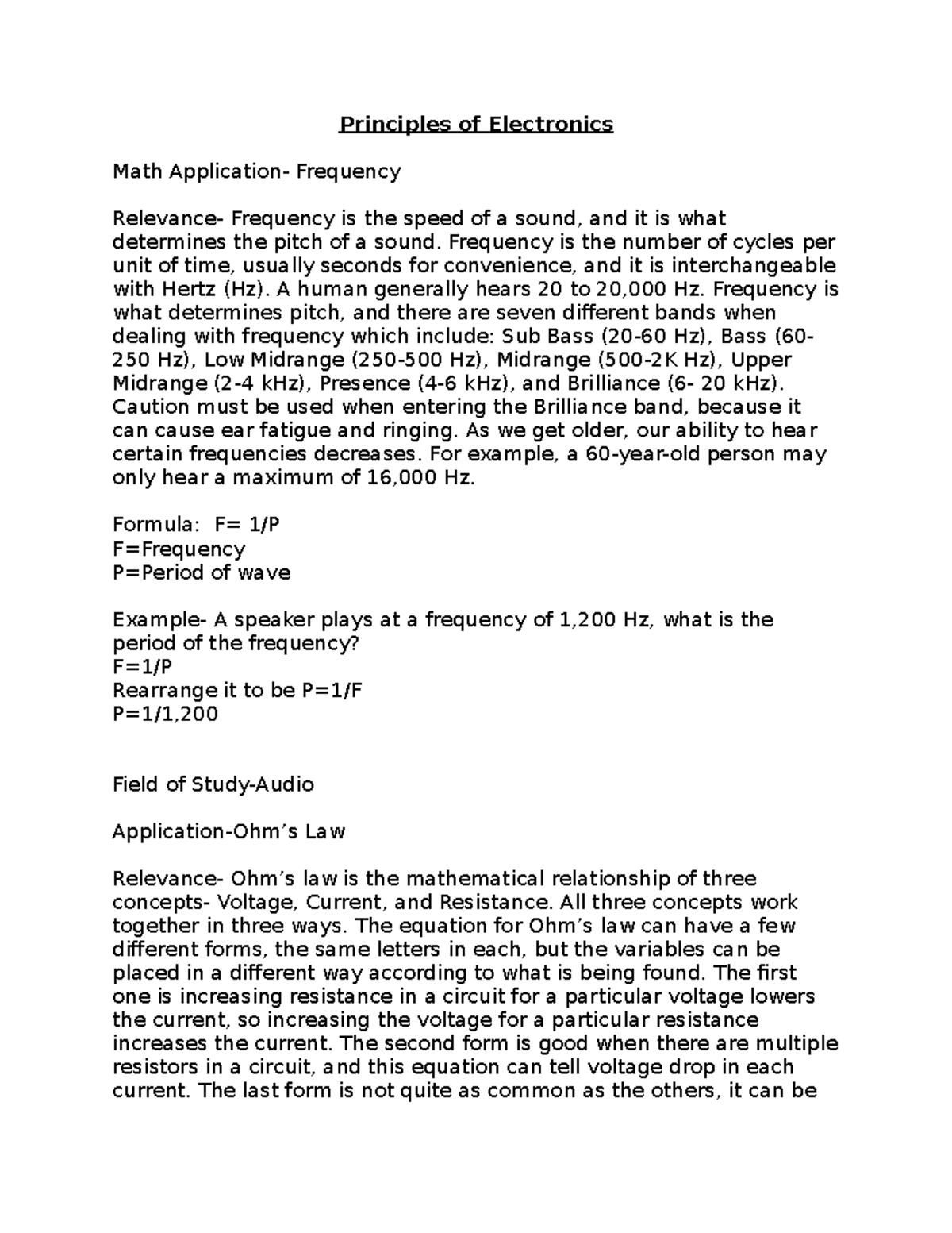 Principles of Electronics Frequency is the number of cycles per unit