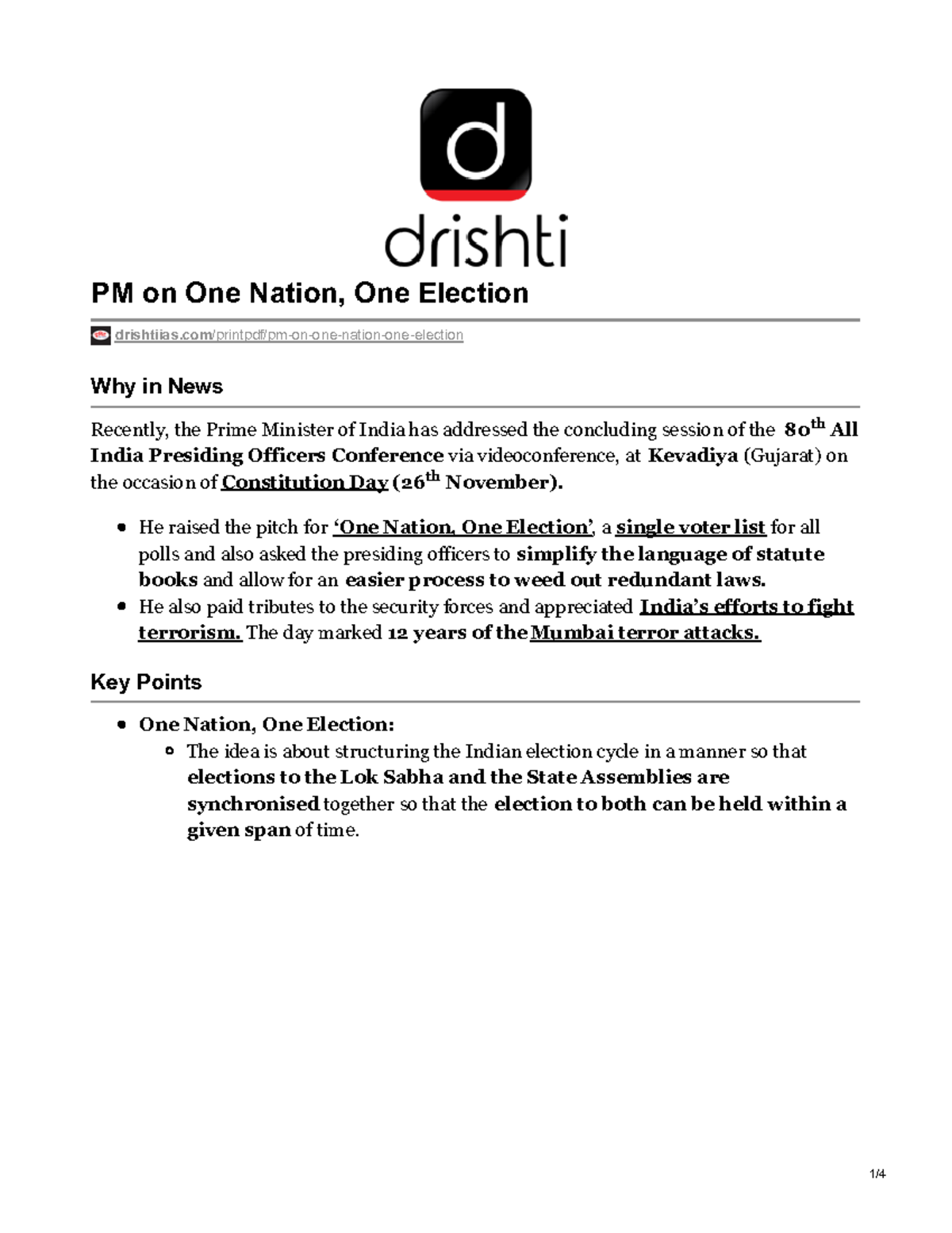 1606473821 pm on one nation one election - PM on One Nation, One 