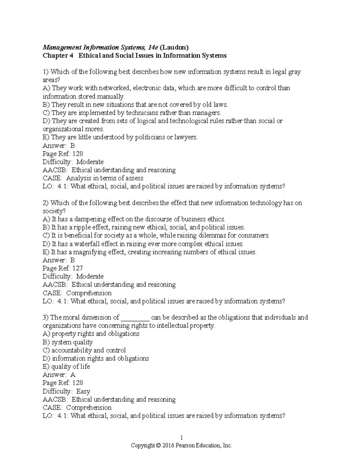 Chapter 4 - 1 Management Information Systems, 14e (Laudon) Chapter 4 ...