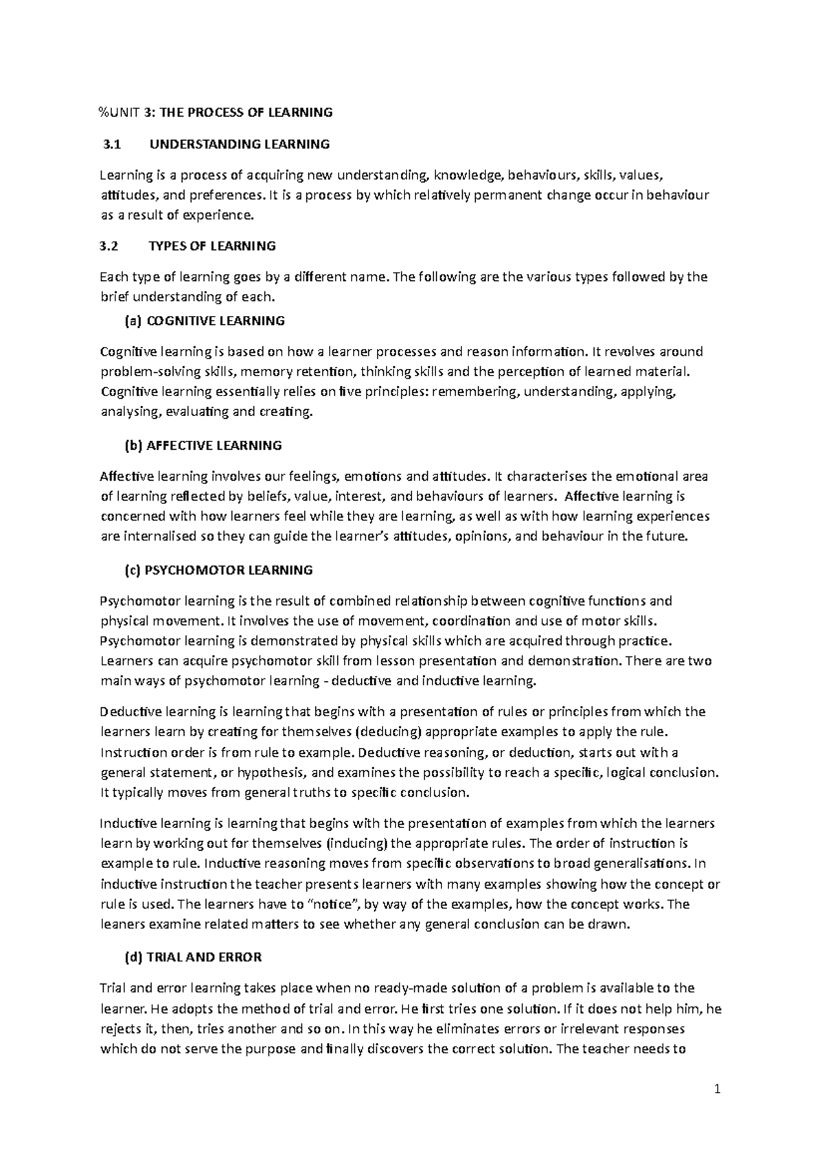2022 unit 3 explanation of principles and learning styles unit 3