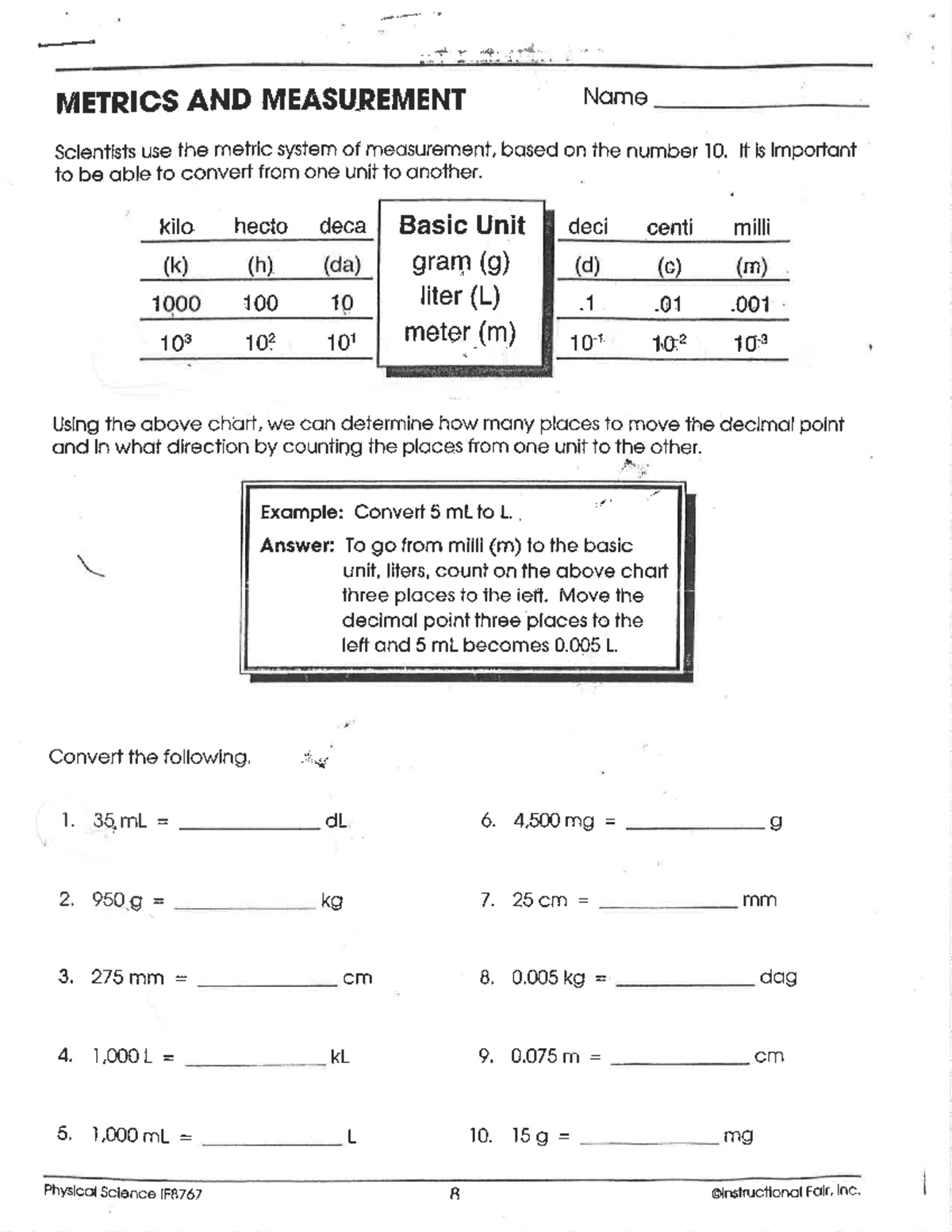 1 Metrics Conversion Wksht - Studocu