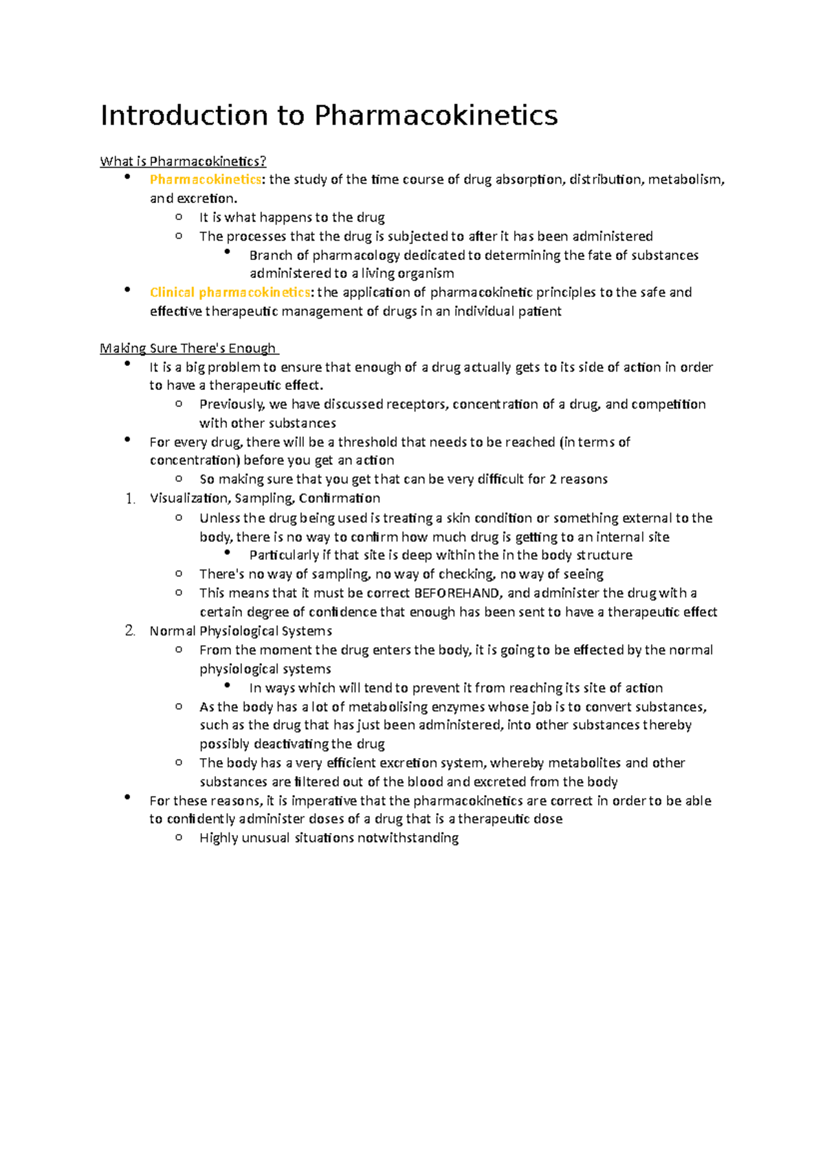 Week 2 - Pharmacokinetics - Introduction To Pharmacokinetics What Is ...